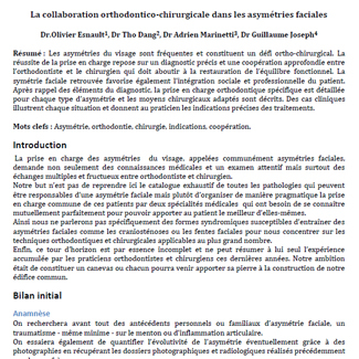 La collaboration orthodontico-chirurgicale dans les asymétries faciales